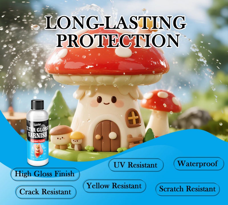 Vividye Air Dry Clay Glaze - 200ml/7oz Upgraded Ultra-Gloss Varnish Sealant, High Gloss Finish, Prevent Scratch Resistant, Yellowing, Waterproof - Clay Varnish for Pottery, Polymer Clay, Acrylic Painting - Image 3