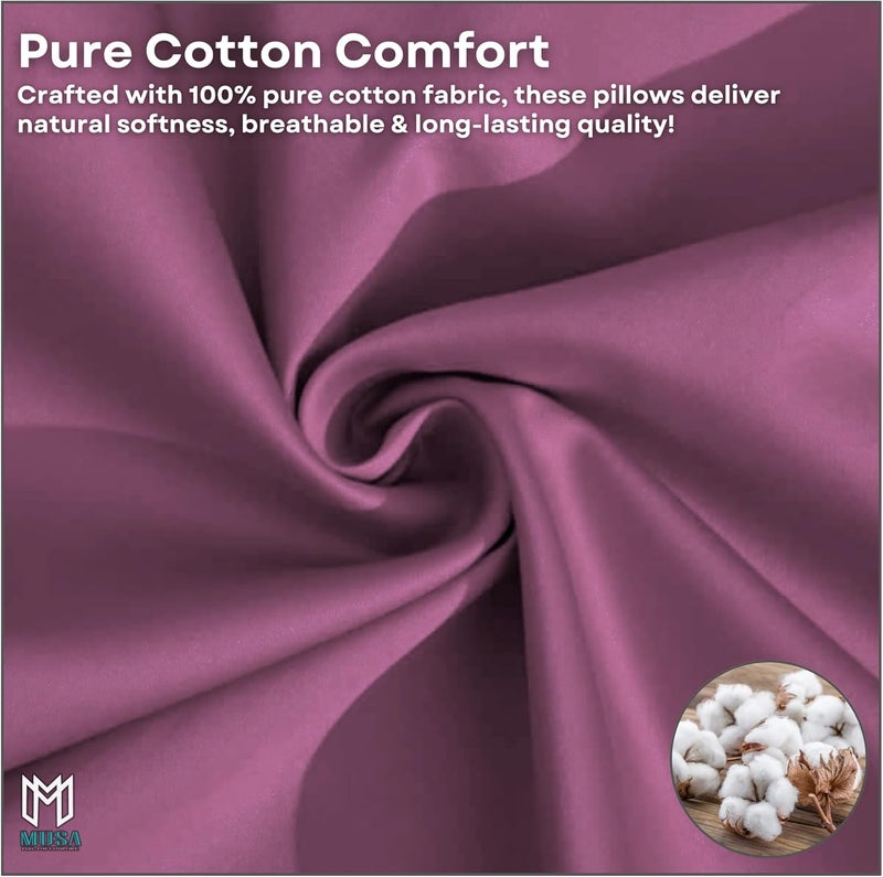 MUSA MUSA® Striped Cotton Pillow Covers – Soft, Breathable & Hotel-Inspired Pillow Covers with Envelope Closure | Elegant 5cm Oxford Frame Design for Bedroom & Home Décor (2, Pink, 50 x 65cm) - Image 4