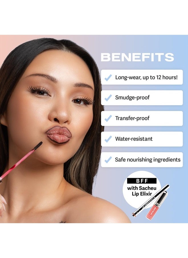 Sacheu - Lip Liner Stay-N - Peel Off Lip Liner Tattoo, Peel Off Lip Stain, Long Lasting Lip Stain Peel Off, Infused with Hyaluronic Acid & Vitamin E, For All Skin Types, HEY-zel - Image 1