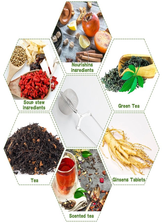 Yinder 108 Pcs Stainless Steel Tea Infuser with Handle Snap Ball Tea Strainer Metal Tea Ball Infusers for Loose Tea Fine Mesh Ball Tea Filter Tea Pincer Reusable Tea Steeper with Tong for Tea Bag - Image 4