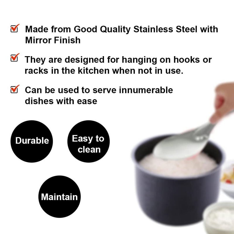 Garden Of Arts ملعقة تقديم الأرز من الفولاذ المقاوم للصدأ 26 سم - Image 5