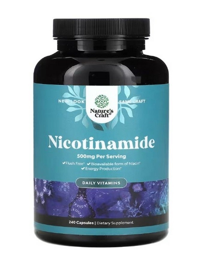 نايتشرز كرافت Nicotinamide Daily Vitamins 500 mg 240 Capsules - Image 1