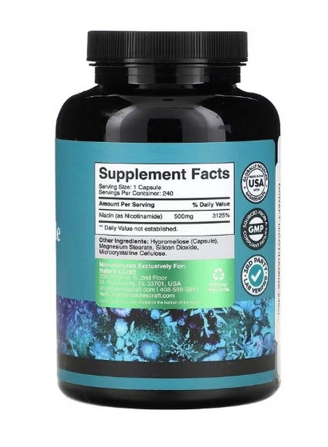 نايتشرز كرافت Nicotinamide Daily Vitamins 500 mg 240 Capsules - Image 2