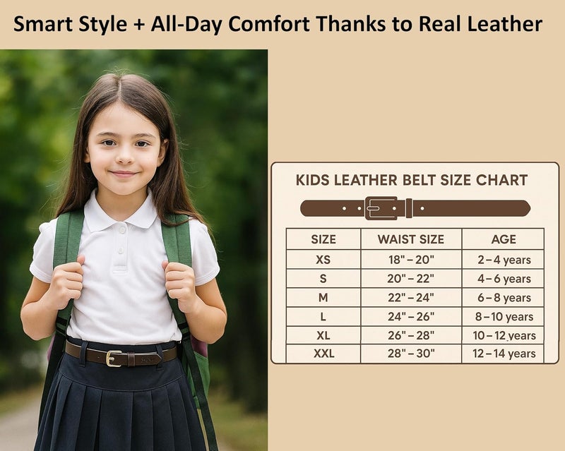 Flyer Girls Brown Leather Belt – Genuine Leather Kids Belt for Wear on Jeans, Dress, School & Party – Adjustable Stylish for Girls 2–14 Years | 2 Years Warranty BR1381 - Image 4