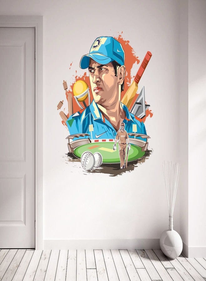 Sticker Yard Ms Dhoni Cricket Vinyl Wall Sticker for Living Room/Bedroom/Office and All Decorative Wall Stickers Size 55X55CM - Image 2