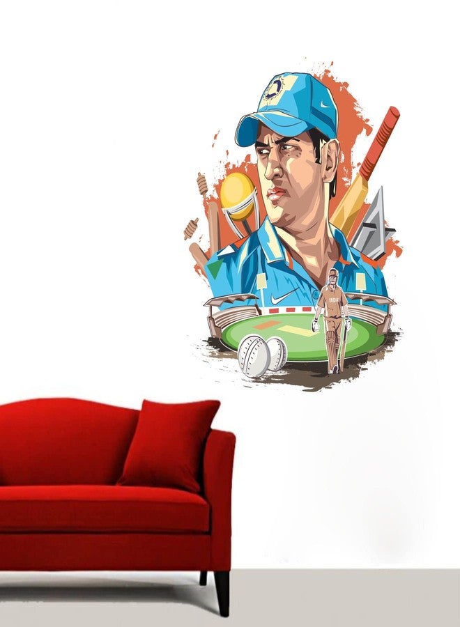 Sticker Yard Ms Dhoni Cricket Vinyl Wall Sticker for Living Room/Bedroom/Office and All Decorative Wall Stickers Size 55X55CM - Image 3