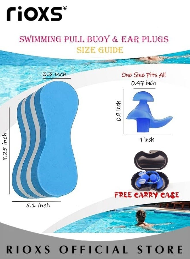 RIOXS Core Pull Buoy Aquatic Water Sports Training EVA Foam Flotation Exercise Foam Buoy for Legs Support Float Swim Training Tool for Kids and Adults with Reusable Silicone Earplugs  - Image 3