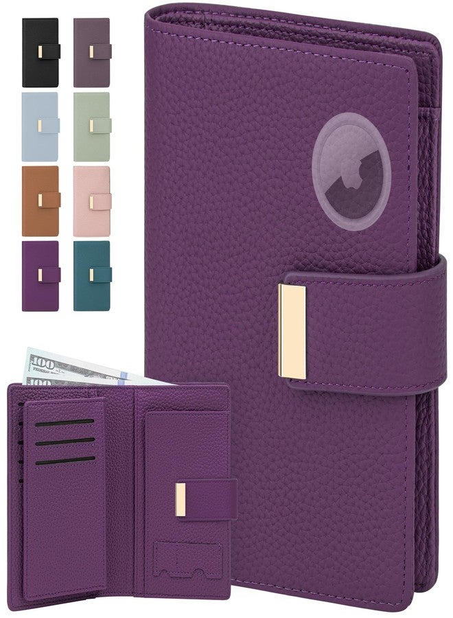 BKNOOU Passport Holder with Airtag Slot Travel Wallet Compact for Women Men, Leather Passport Wallet RFID Blocking Passport Holder for Travel with Zipper Coin Pocket, Holder Cash, Card (Purple) - Image 1