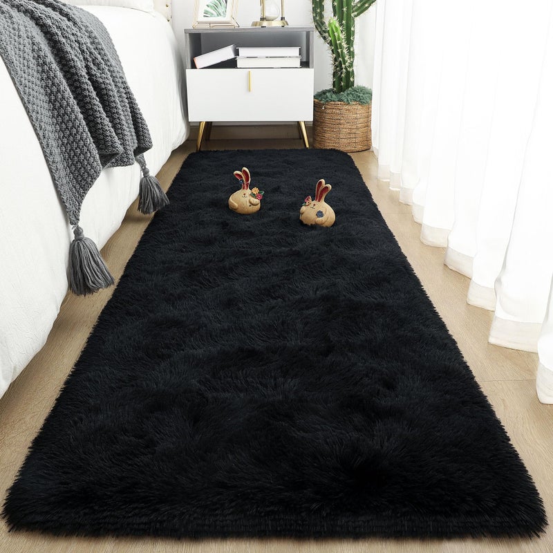 Tepook Soft Runner for Bedroom 2x6ft Rubber Backed Fluffy Rugs for Living Room Shaggy Bedside Fluffy Rugs for Room Dorm Nursery Hallway - Image 1