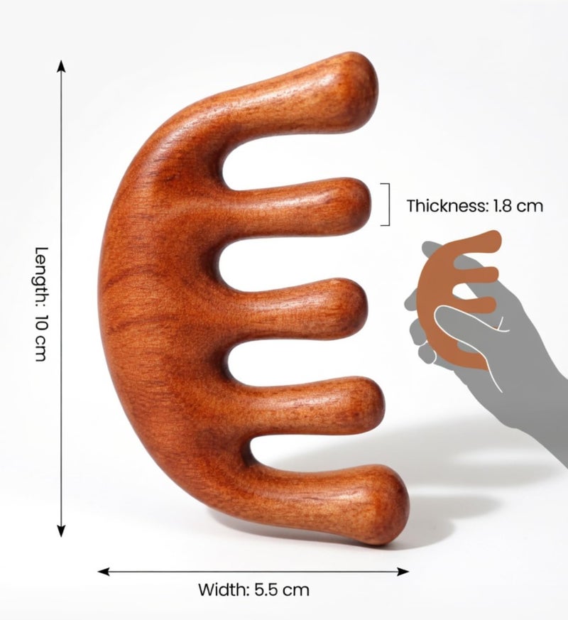 INSIME Wooden scalp massager for hair growth | Wood Head scalp massage comb tool - Gua Sha for hair massager | Wooden wide tooth comb hair massager for hair growth | Head messages for Scalp - Image 3