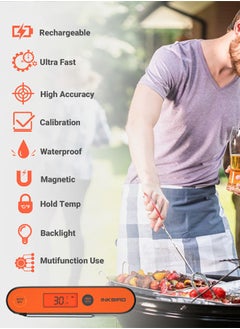 INKBIRD INKBIRD Instant Read Meat Thermometer IHT-1P Digital Waterproof Rechargeable Instant Read Food Thermometer Cooking Thermometer with Calibration Backlight Magnet Back for Grill Smoker Kitchen  - Image 4