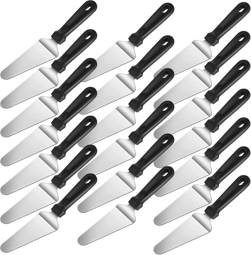 Yoande 20 Pcs Pizza Spatula Bulk Pie Server Pie Cutter Cake Cutter Stainless Steel Cake Serving Spatula Non Slip Easy to Grip Baking Triangular Spade Plastic Handle Shovel for Desserts Pizza Pie Cake - Image 1