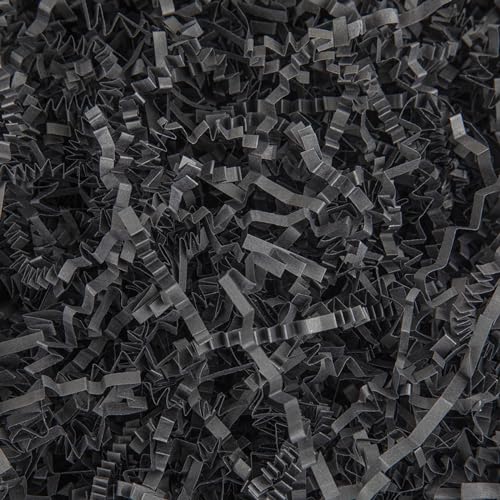 Caleihd Crinkle Cut Paper Shred Packing Grass Cushion Paper Streamer for Christmas Wedding Birthday Bridesmaid Engagement Craft Gift Boxes Bags Basket Filler Decoration 4.5oz Black - Image 1