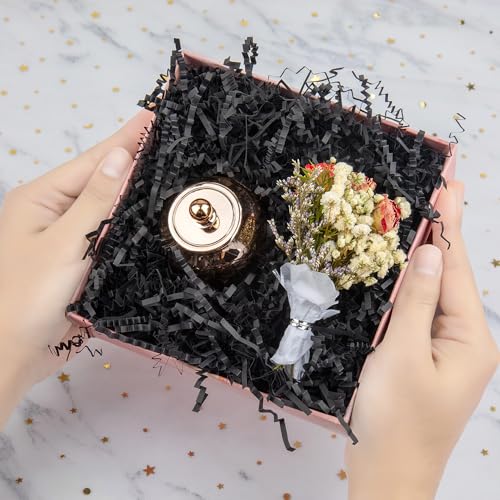 Caleihd Crinkle Cut Paper Shred Packing Grass Cushion Paper Streamer for Christmas Wedding Birthday Bridesmaid Engagement Craft Gift Boxes Bags Basket Filler Decoration 4.5oz Black - Image 3