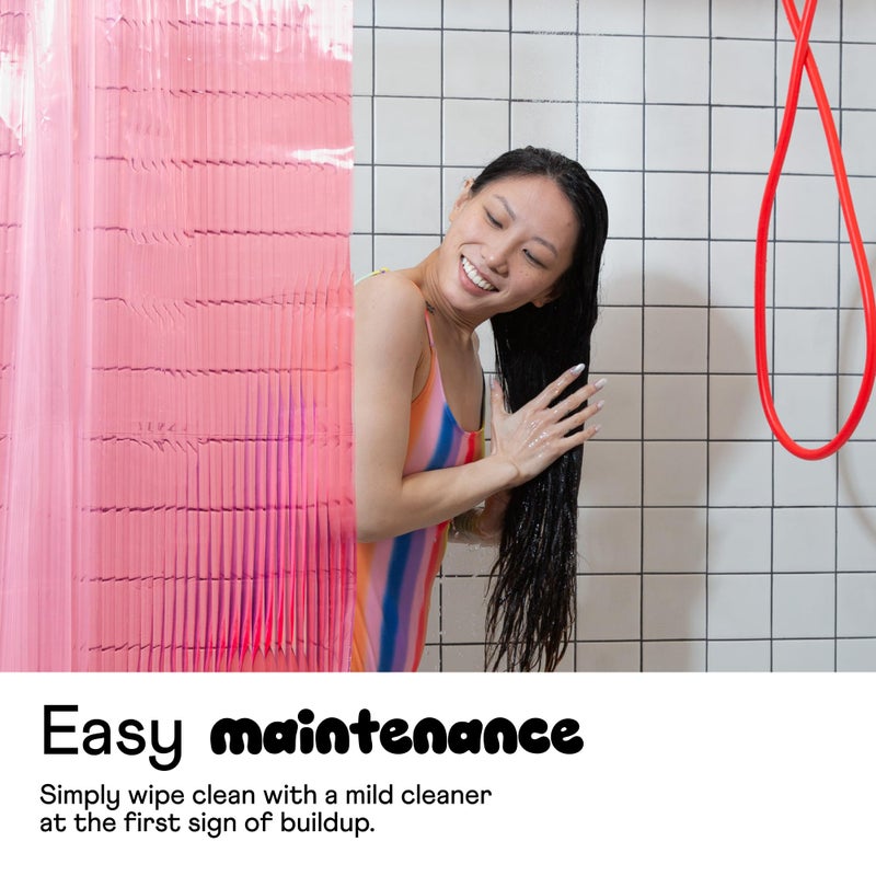Sproos! - Fluted Shower Curtain Pink 72" x 72" - Prevent Water Splashes - Modern Stylish Design - Eco-Friendly Material - Easy Maintenance Durable Long-Lasting - Image 3