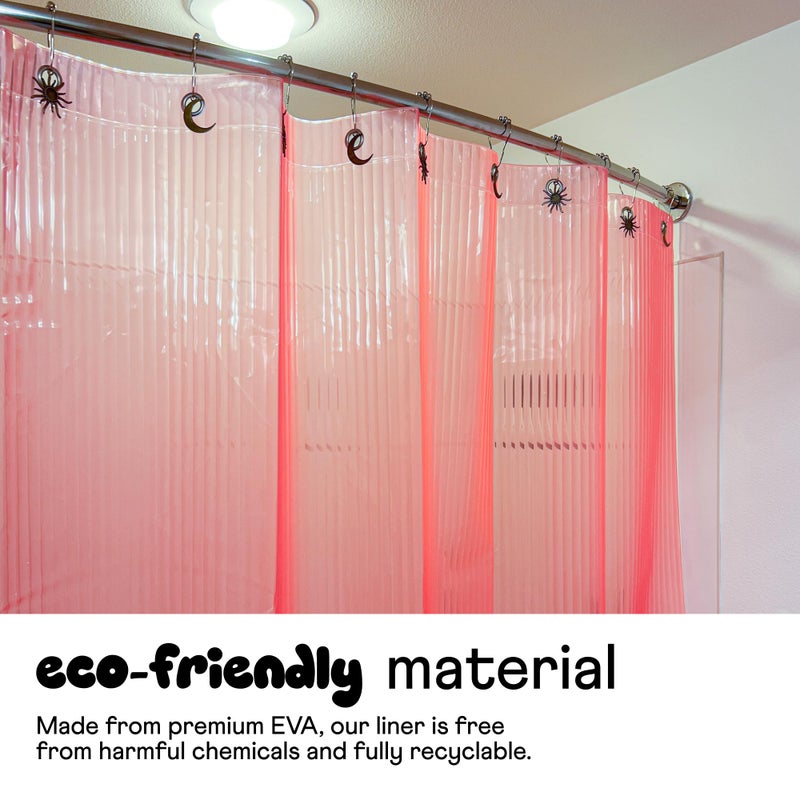 Sproos! - Fluted Shower Curtain Pink 72" x 72" - Prevent Water Splashes - Modern Stylish Design - Eco-Friendly Material - Easy Maintenance Durable Long-Lasting - Image 5
