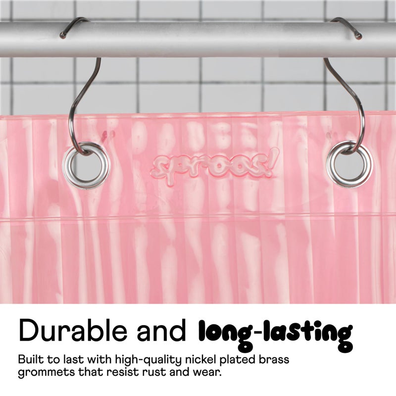 Sproos! - Fluted Shower Curtain Pink 72" x 72" - Prevent Water Splashes - Modern Stylish Design - Eco-Friendly Material - Easy Maintenance Durable Long-Lasting - Image 4