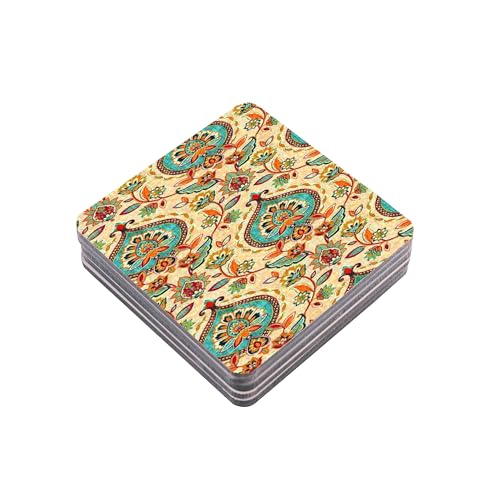 TAJNAN Indian Art Printed Coaster Set of 6 Beautiful Wooden Coasters with Plastic Coating Proper Coaster Stand Designer Coaster (taj-Coaster-Art-ww) - Image 5