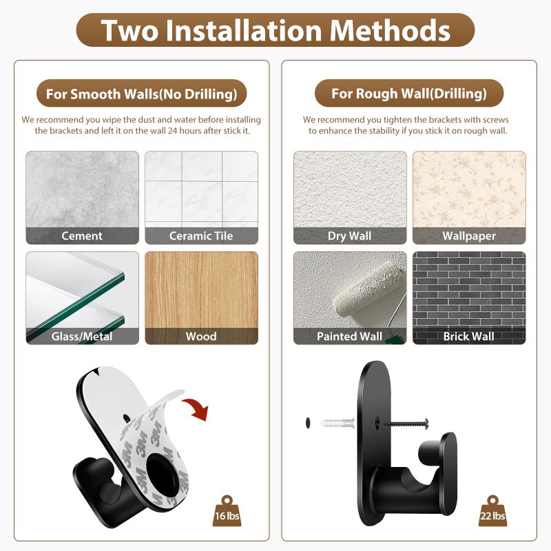 HOTOZON Curtain Rods No Drilling 32 to 86 Inch, HOTOZON 5/8 Inches No Drill Curtain Rods for Windows 55 to 82 Inches(4.5-6.8 ft), Renter Friendly Adjustable Small Drapery Rod for Lightweight Curtains, Black - Image 3