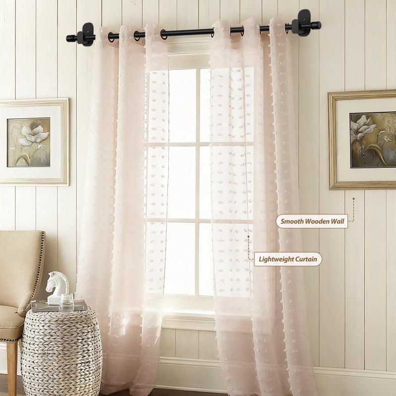 HOTOZON Curtain Rods No Drilling 32 to 86 Inch, HOTOZON 5/8 Inches No Drill Curtain Rods for Windows 55 to 82 Inches(4.5-6.8 ft), Renter Friendly Adjustable Small Drapery Rod for Lightweight Curtains, Black - Image 2