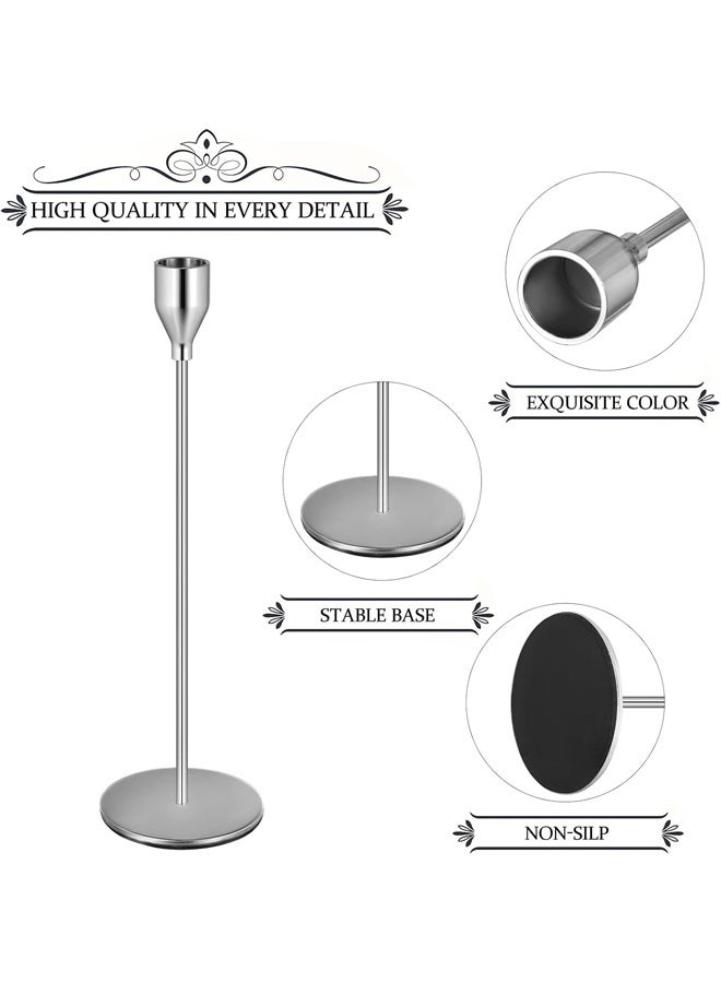DUNISO 3pcs Taper Candle Holders for Taper Candles, Candlesticks, Candle Holders, Table Decoration, Wedding, Restaurant, Party, Living Room Decoration, Silver  - Image 5