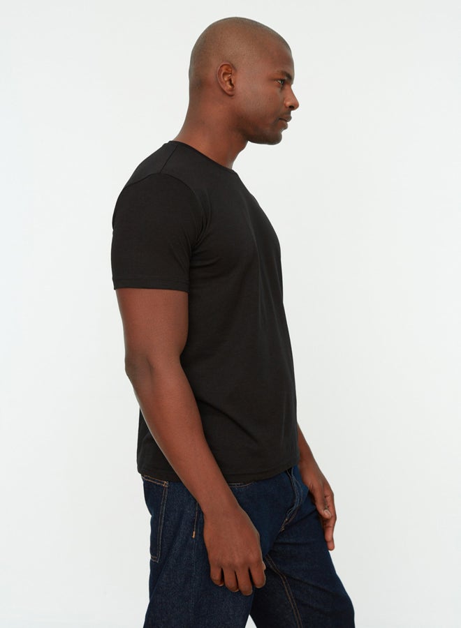 trendyol Black Basic Regular Cut Crew Neck Short Sleeve T-Shirt - Image 5
