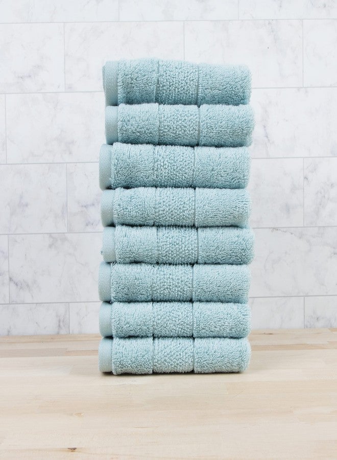 Arkwright, LLC Arkwright LLC Aston & Arden Aegean Terry Wash Cloths - (Set of 8) Ringspun Turkish Cotton Thick and Soft Absorbent Luxury Hotel and Spa Bathroom Towel, 600 GSM, 13 x 13 in, Sterling Blue - Image 2
