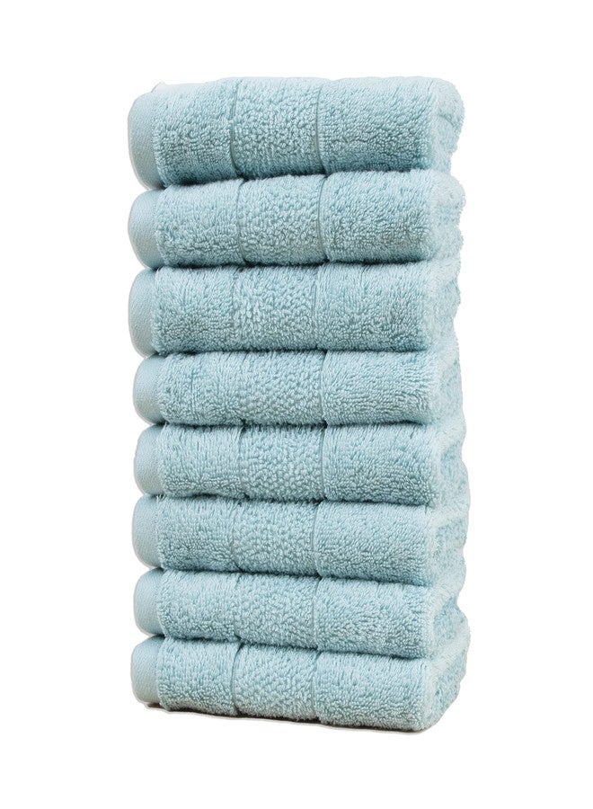 Arkwright, LLC Arkwright LLC Aston & Arden Aegean Terry Wash Cloths - (Set of 8) Ringspun Turkish Cotton Thick and Soft Absorbent Luxury Hotel and Spa Bathroom Towel, 600 GSM, 13 x 13 in, Sterling Blue - Image 1
