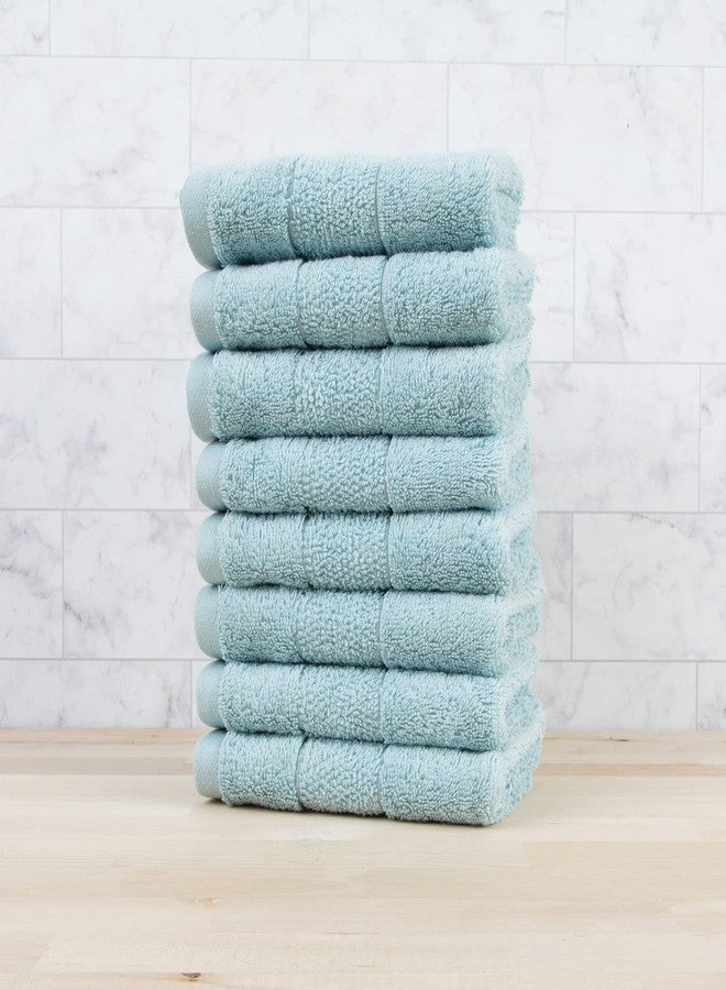 Arkwright, LLC Arkwright LLC Aston & Arden Aegean Terry Wash Cloths - (Set of 8) Ringspun Turkish Cotton Thick and Soft Absorbent Luxury Hotel and Spa Bathroom Towel, 600 GSM, 13 x 13 in, Sterling Blue - Image 3