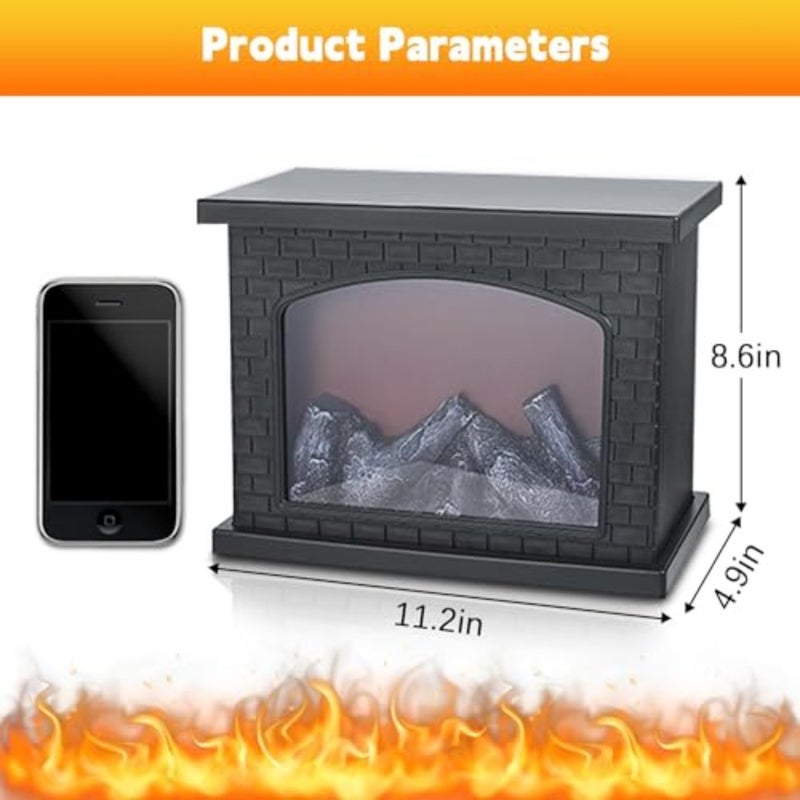 LED fireplace lantern for indoor outdoor use, metal glass, black gold, realistic flame effect and portable battery-powered design - Image 5