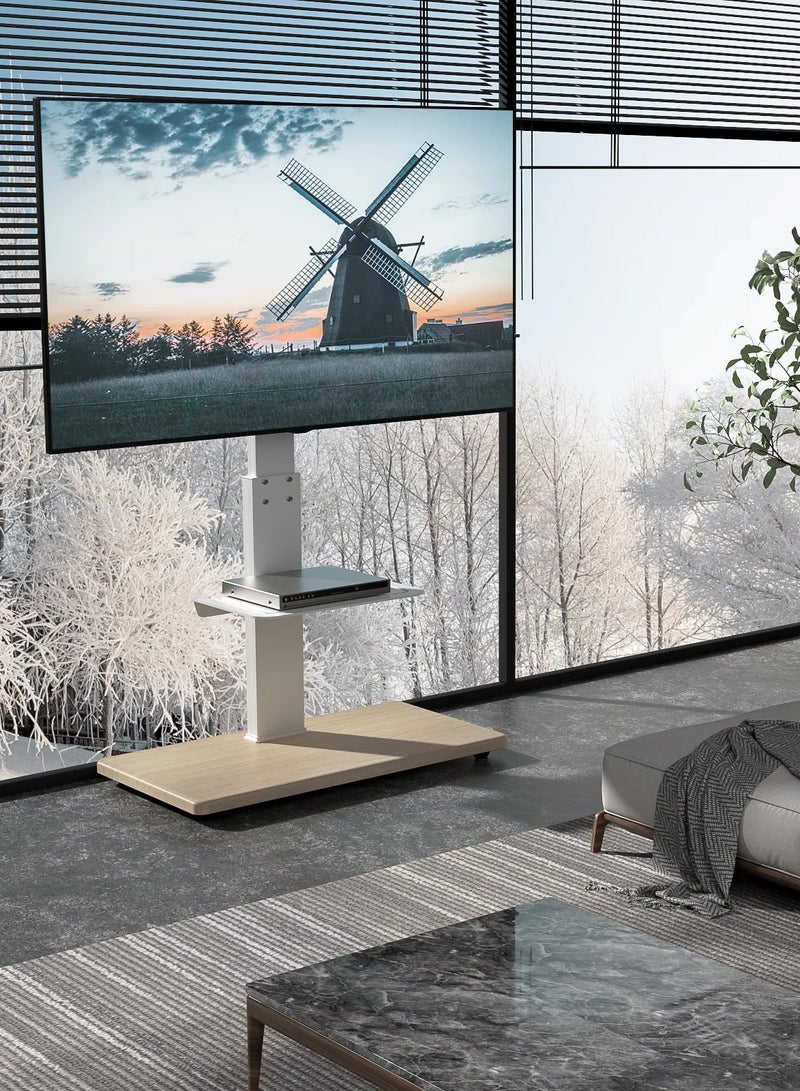 Hamood Height Adjustable White Floor TV Stand With Shelf for 40"-75" LCD OLED Screen, Modern Furniture TV Cabinet for Living Room - Image 4