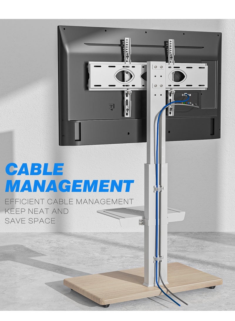 Hamood Height Adjustable White Floor TV Stand With Shelf for 40"-75" LCD OLED Screen, Modern Furniture TV Cabinet for Living Room - Image 5