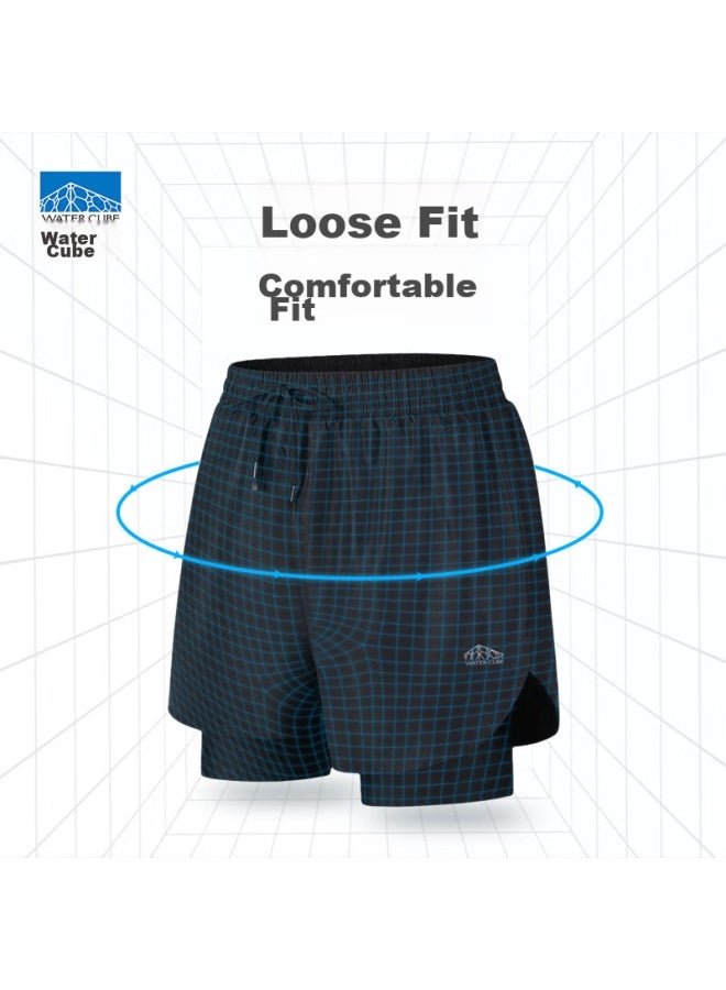 WATER CUBE Shuili Fang Men's Swim Trunks, Double-layer Anti-embarrassment, Quick-drying, Comfortable, Breathable, Beach Shorts, Hot Spring Swimwear, Black, XL - Image 2