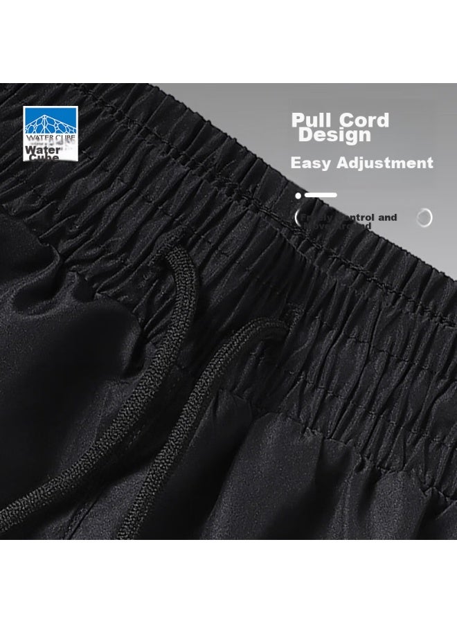 WATER CUBE Shuili Fang Men's Swim Trunks, Double-layer Anti-embarrassment, Quick-drying, Comfortable, Breathable, Beach Shorts, Hot Spring Swimwear, Black, XL - Image 5