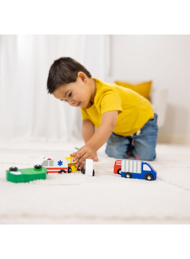 Melissa & Doug Wooden Town Vehicles Set – 9-Piece Wooden City Cars - Image 5