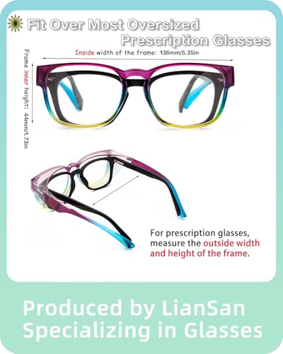LianSan Safety Glasses Over Eyeglasses for Women - Anti-Fog Goggles Fit Over Prescription Eyewear for ANSI Z87.1 Certified(Multicolor) - Image 5