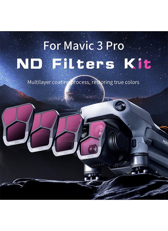 STARTRC STARTRC 4-Pack ND Filters ND8/ND16/ND32/ND64 Lens Filter Aluminum Material AGC Optical Glass Waterproof Scratch-resistant Anti-reflective Coatings Compatible with DJI Mavic 3 Pro  - Image 4