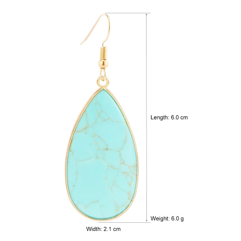 BaubleStar Natural Crystal Healing Birth Stone Statement Drop Earrings for Women Turquoise Teardrop Quartz Dangle Fashion Jewelry 14K Gold Plated - Image 4