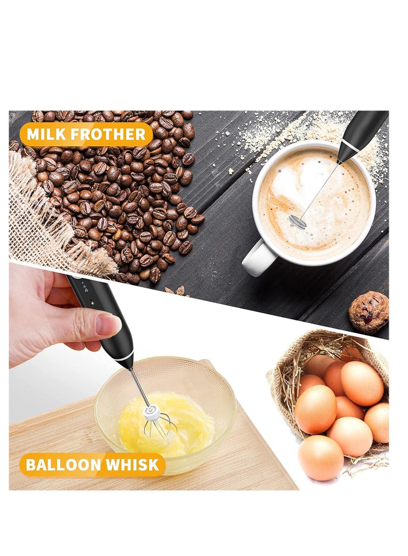 ELTRAZONE Milk Frother Handheld, Rechargeable Whisk Drink Mixer for Coffee with Art Stencils, Mini Foamer for Cappuccino, Hot Chocolate Match, Frappe, Hot Chocolate, Egg Whisk - Image 2