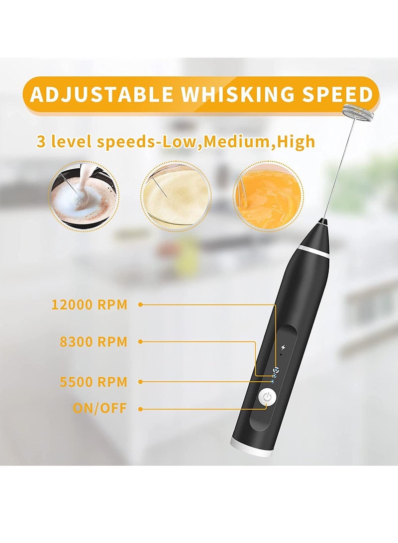 ELTRAZONE Milk Frother Handheld, Rechargeable Whisk Drink Mixer for Coffee with Art Stencils, Mini Foamer for Cappuccino, Hot Chocolate Match, Frappe, Hot Chocolate, Egg Whisk - Image 4