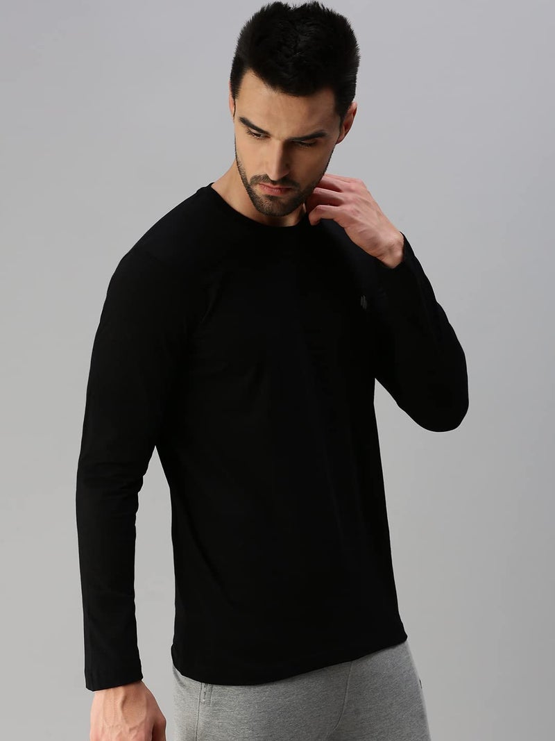 ONN Men's Black Full Sleeves Round Neck T-Shirt(Size : Medium) - Image 3
