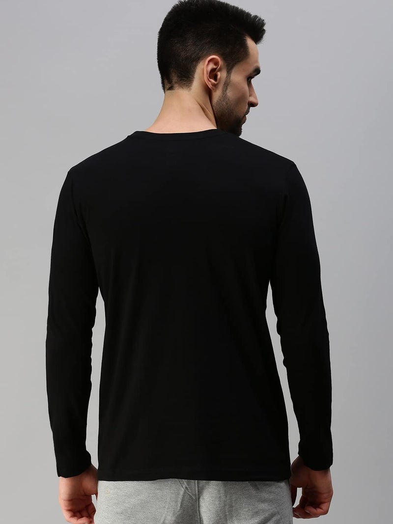 ONN Men's Black Full Sleeves Round Neck T-Shirt(Size : Medium) - Image 4