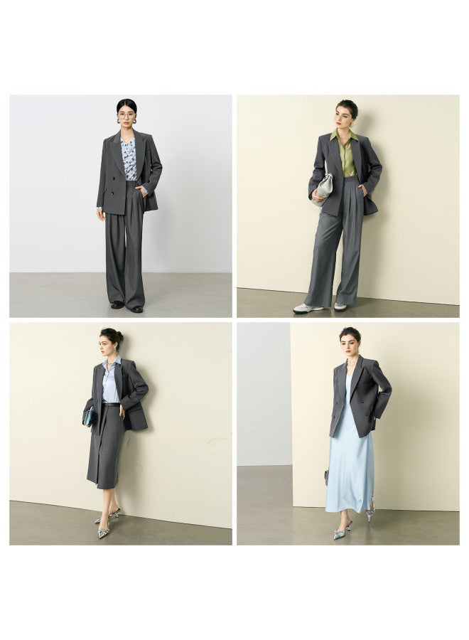 Yanyee Premium Casual Blazer For Women Autumn Loose Versatile Commuter Suit Jacket Gray S - Image 2