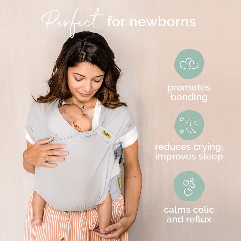 Boba Bliss Pre-Wrapped Baby Carrier with Buckle - Newborn to 7-35 lbs Light, Breathable & Easy to Adjust Hybrid Infant Sling & Toddler Carrier - Certified Hip-Healthy for 0-18 Months - Gray - Image 2