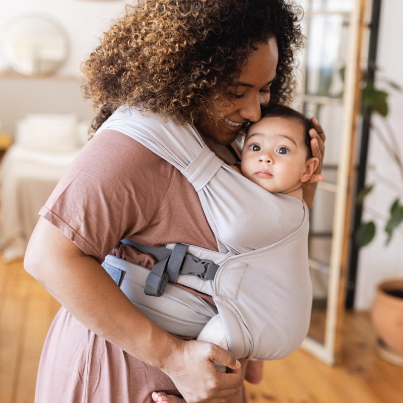 Boba Bliss Pre-Wrapped Baby Carrier with Buckle - Newborn to 7-35 lbs Light, Breathable & Easy to Adjust Hybrid Infant Sling & Toddler Carrier - Certified Hip-Healthy for 0-18 Months - Gray - Image 4