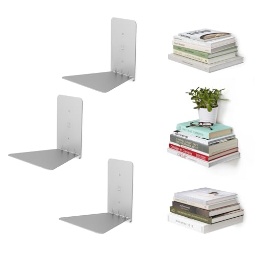 Umbra 330639-560 Conceal Floating Bookshelf, Set of 3, Small, Silver - Image 1