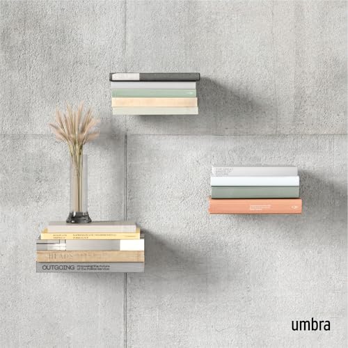 Umbra 330639-560 Conceal Floating Bookshelf, Set of 3, Small, Silver - Image 2