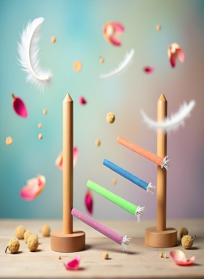 Galepromot 2 Pcs Multi-Color Random Bird Perch Stand Toy Wood Parrot Perch Stand Grinding Claw Sticks Sanded Surface Cage Toy for Parakeets Finches Parakeet Toys Birdcage Accessories - Image 2