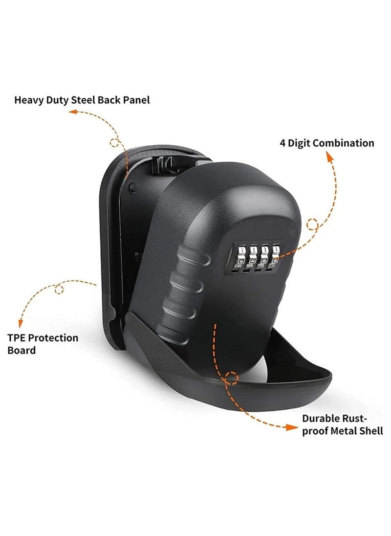 SYOSI - Key Safe Lock Box for Outside, Secure Wall Mounted Key Safe Lock Box with 4-Digit Combination Code, Includes Mounting Kit and Waterproof Cover - Outdoor House Key Storage Box - Image 1