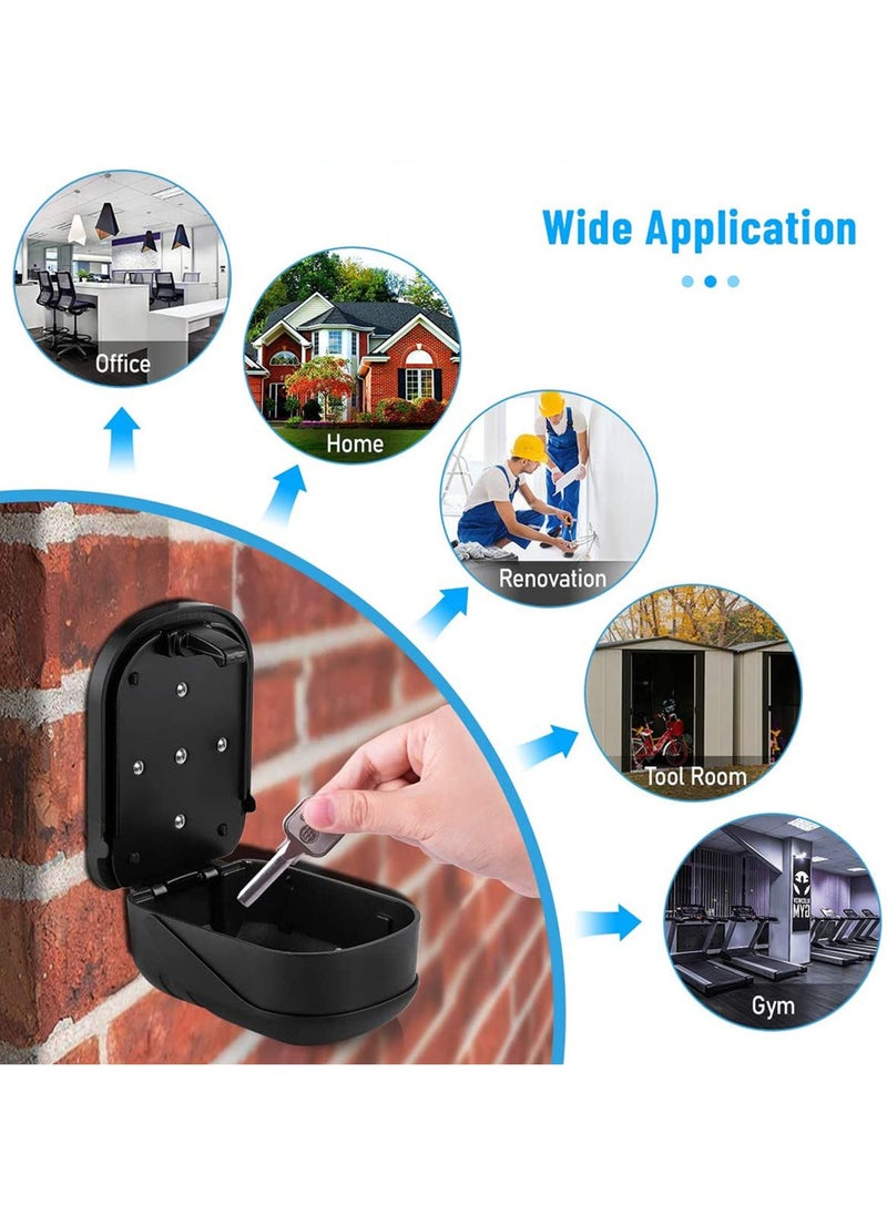 SYOSI - Key Safe Lock Box for Outside, Secure Wall Mounted Key Safe Lock Box with 4-Digit Combination Code, Includes Mounting Kit and Waterproof Cover - Outdoor House Key Storage Box - Image 1